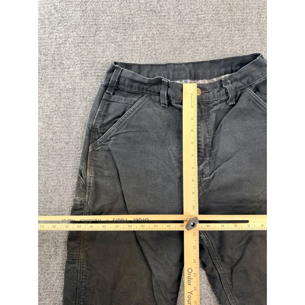 Carhartt B111-BLK Flannel Lined Black Duck Canvas Work Pants 30x34 Distress Men